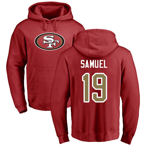 Men San Francisco 49ers Red Deebo Samuel Name and Number Logo 19 Pullover NFL Hoodie Sweatshirts